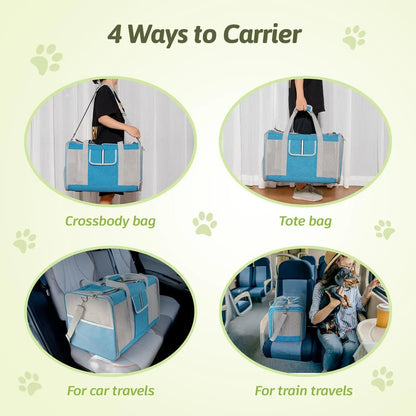 Large Dual Cat Carrier 38lb Capacity Soft Sided Pet Travel Bag w/ Divider & Mesh