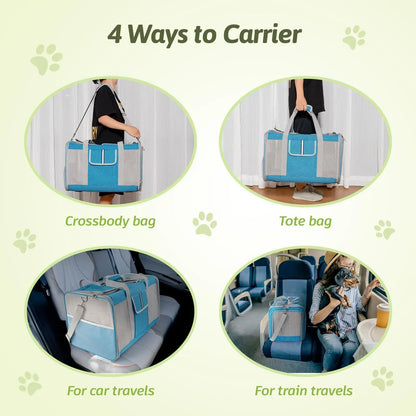 Large Dual Cat Carrier 38lb Capacity Soft Sided Pet Travel Bag w/ Divider & Mesh