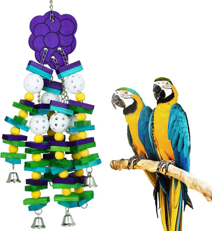 Large Parrot Chew Toy 22” for Macaws, African Grey, Cockatoo & Amazon Birds Purple