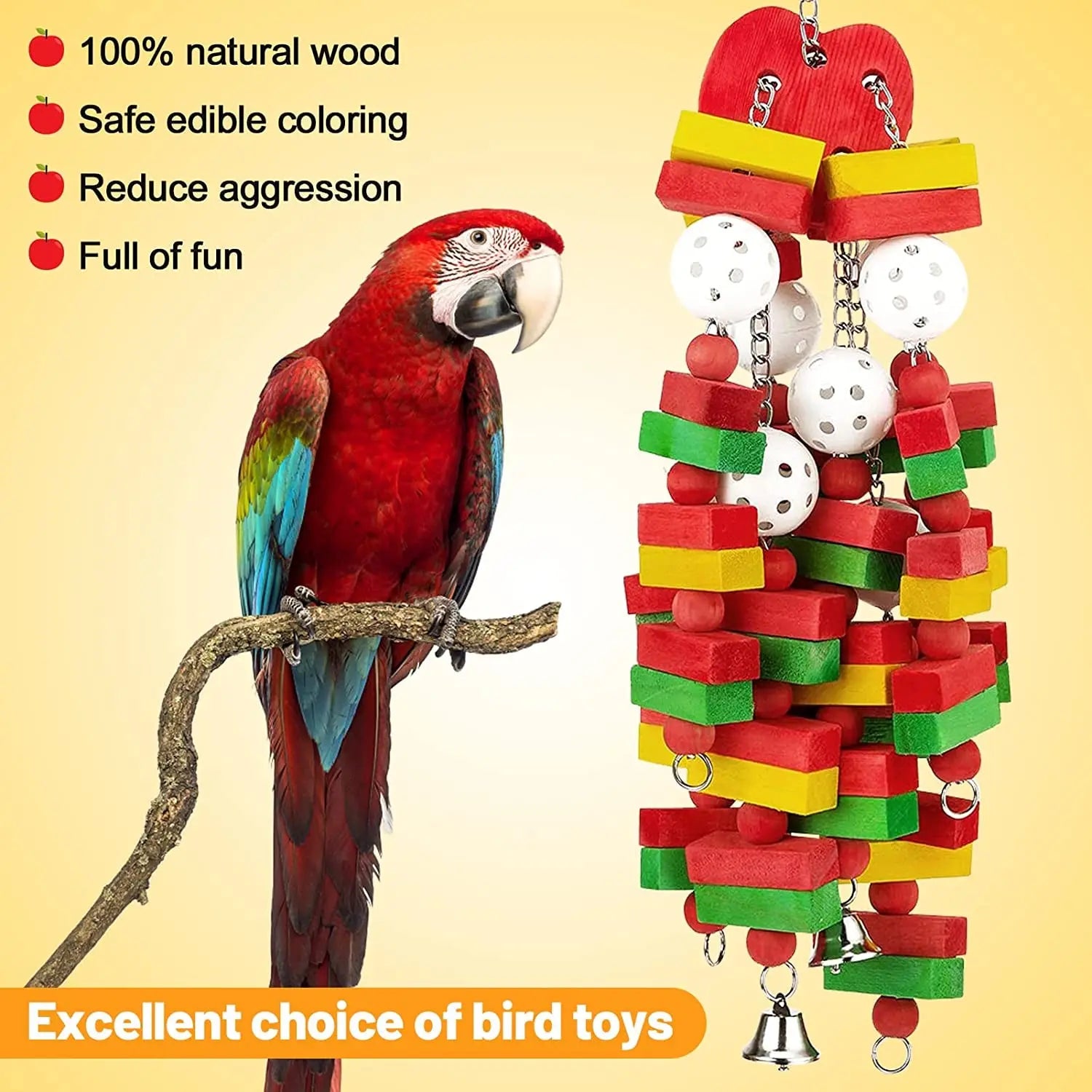 Large Parrot Chew Toy 22” for Macaws, African Grey, Cockatoo & Amazon Birds