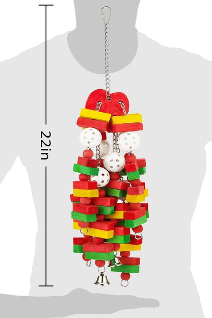 Large Parrot Chew Toy 22” for Macaws, African Grey, Cockatoo & Amazon Birds