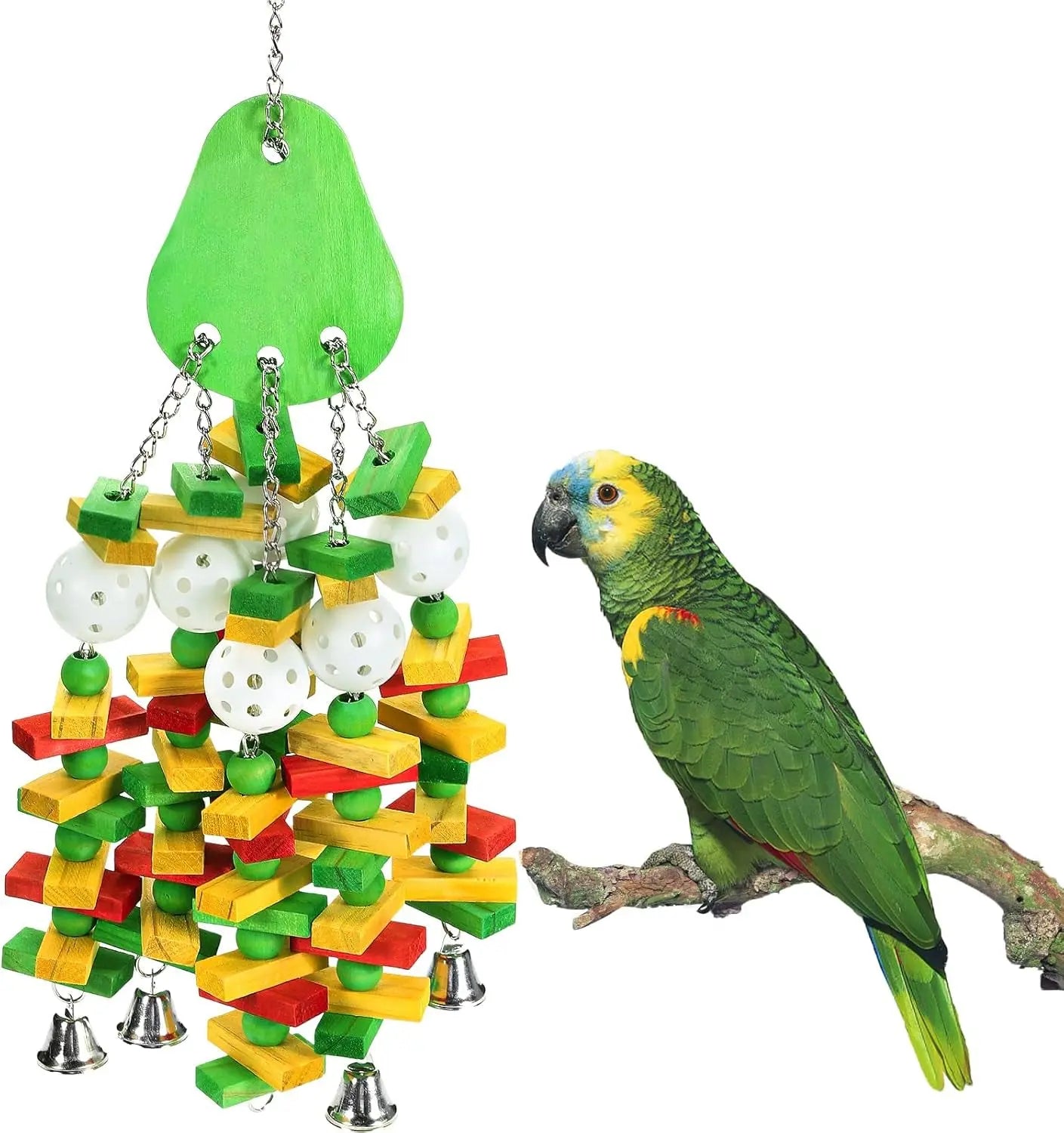 Large Parrot Chew Toy 22” for Macaws, African Grey, Cockatoo & Amazon Birds Green
