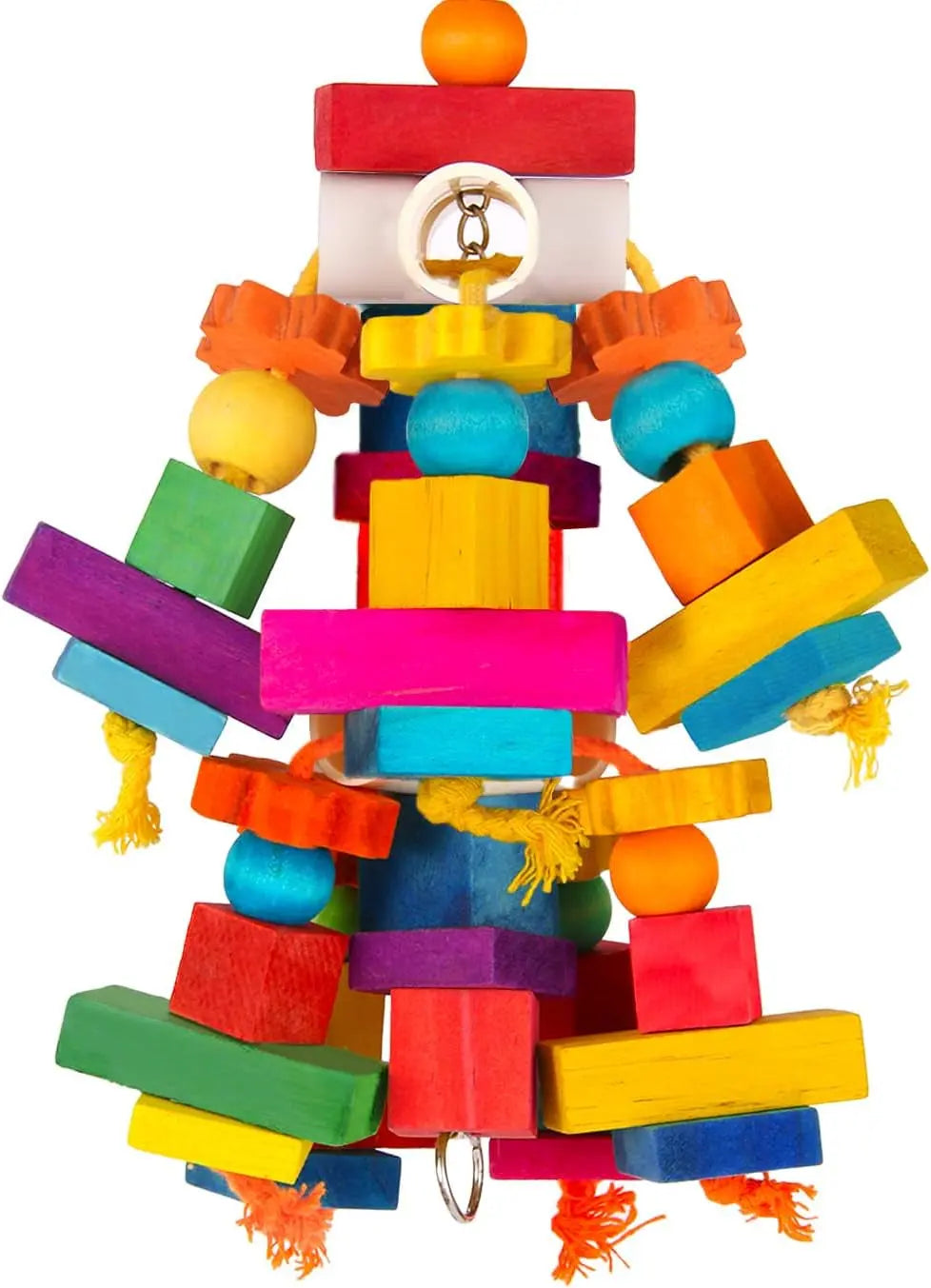 Large Parrot Toy Wooden Chew Blocks for Macaw African Grey Cockatoo Cage Colorful