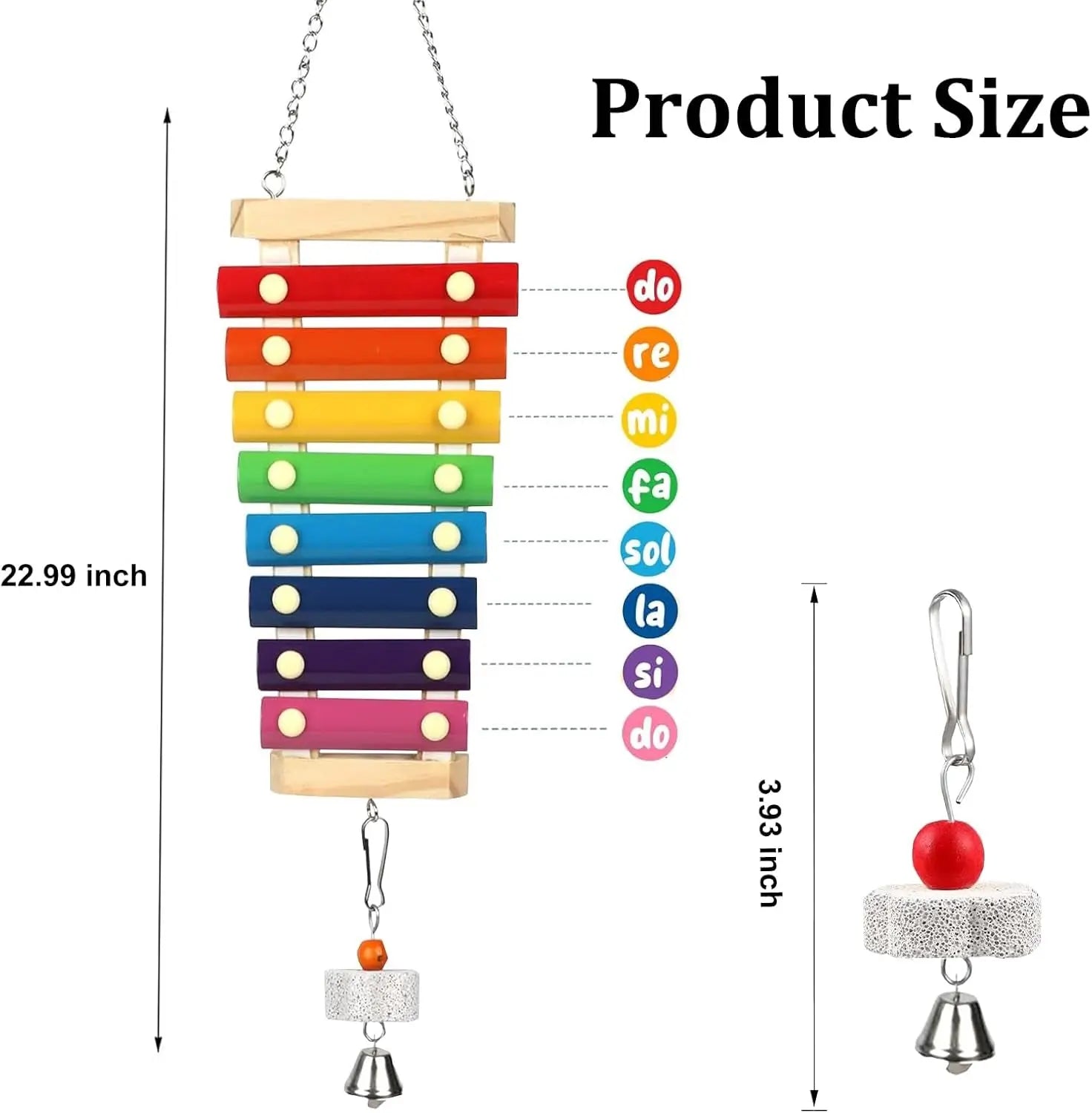 Large Parrot Xylophone Toy – Wooden Chew Toy with Grinding Stone for Birds