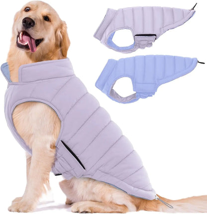 Lelepet Waterproof Reversible Dog Coat – Winter Puffer Vest, 2-in-1, XS-3X Purple