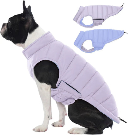 Lelepet Waterproof Reversible Dog Coat – Winter Puffer Vest, 2-in-1, XS-3X Purple