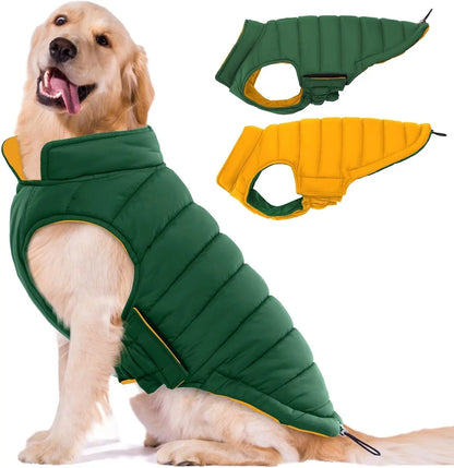 Lelepet Waterproof Reversible Dog Coat – Winter Puffer Vest, 2-in-1, XS-3X Green 3Xl