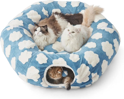 Lesure Cat Tunnel Bed Donut Cave with Cushion Indoor Cat Toy