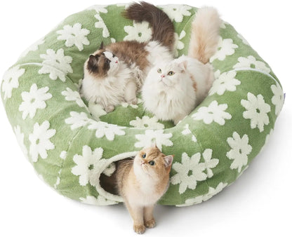 Lesure Cat Tunnel Bed Donut Cave with Cushion Indoor Cat Toy
