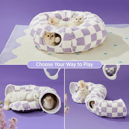 Lesure Cat Tunnel Bed Donut Cave with Cushion Indoor Cat Toy