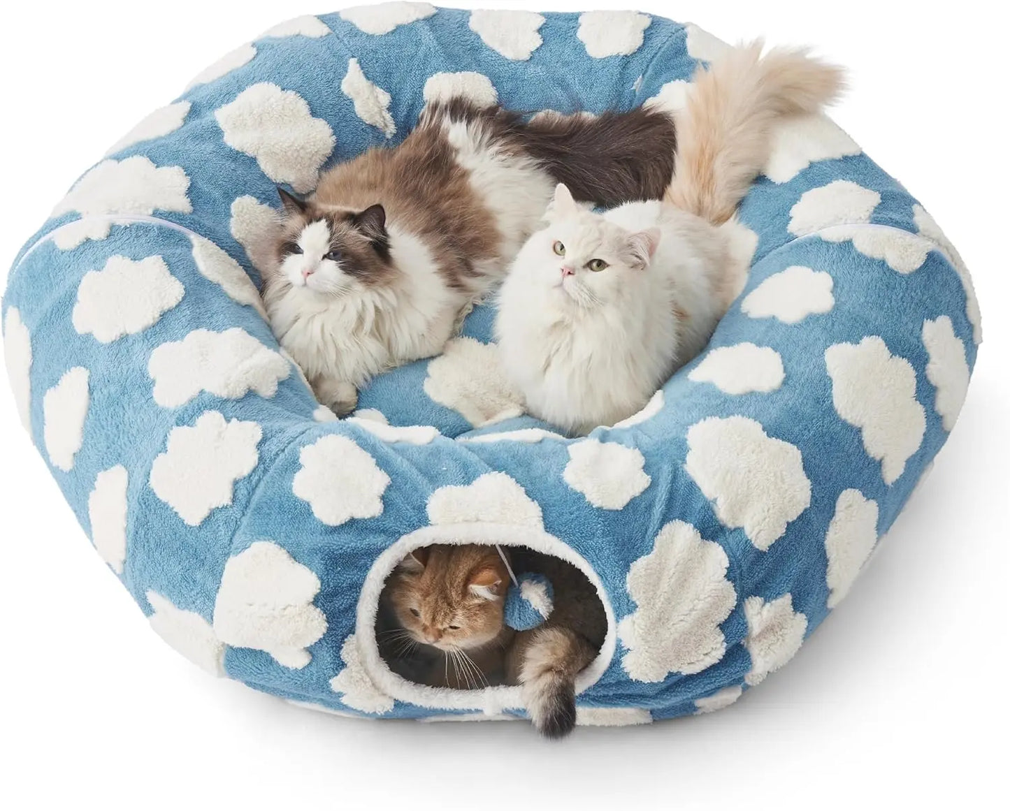 Lesure Cat Tunnel Bed Donut Cave with Cushion Indoor Cat Toy