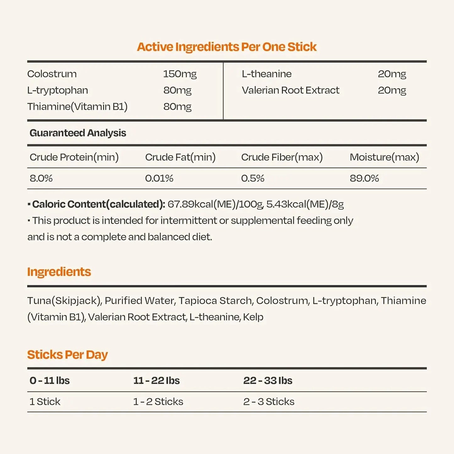 Lickable Calming Supplement for Cats, Tuna Flavor Stress Support 30ct