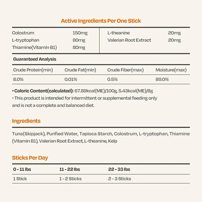 Lickable Calming Supplement for Cats, Tuna Flavor Stress Support 30ct