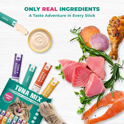 Lickable Cat Treats – Tuna Mix 40 Sticks | Urinary Care & Multivitamin Cat Snacks