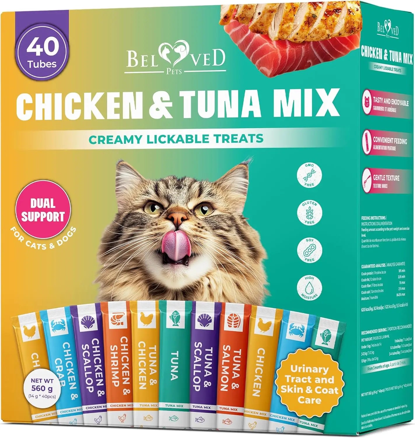 Lickable Cat Treats – Tuna Mix 40 Sticks | Urinary Care & Multivitamin Cat Snacks