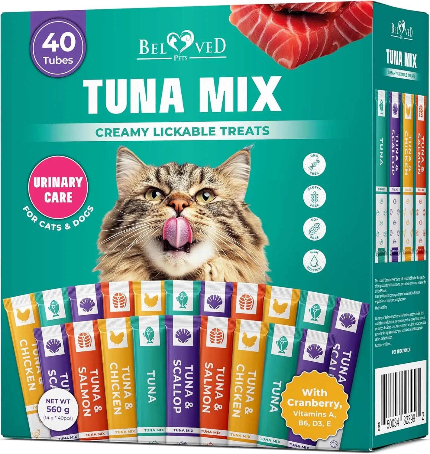 Lickable Cat Treats – Tuna Mix 40 Sticks | Urinary Care & Multivitamin Cat Snacks Tuna Mix 40 Sticks 10 Ounce (Pack Of 1)
