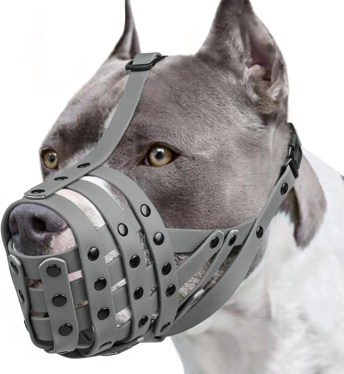 Lightweight Basket Large Dog Muzzle Adjustable Allows Panting Drinking Training Grey