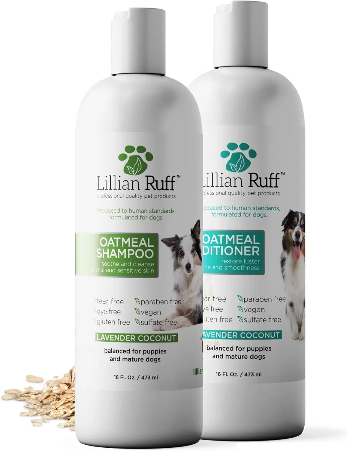 Lillian Ruff HypoCare+ Hypoallergenic Oatmeal Dog Shampoo & Conditioner Set Oatmeal Shampoo Conditioner Set