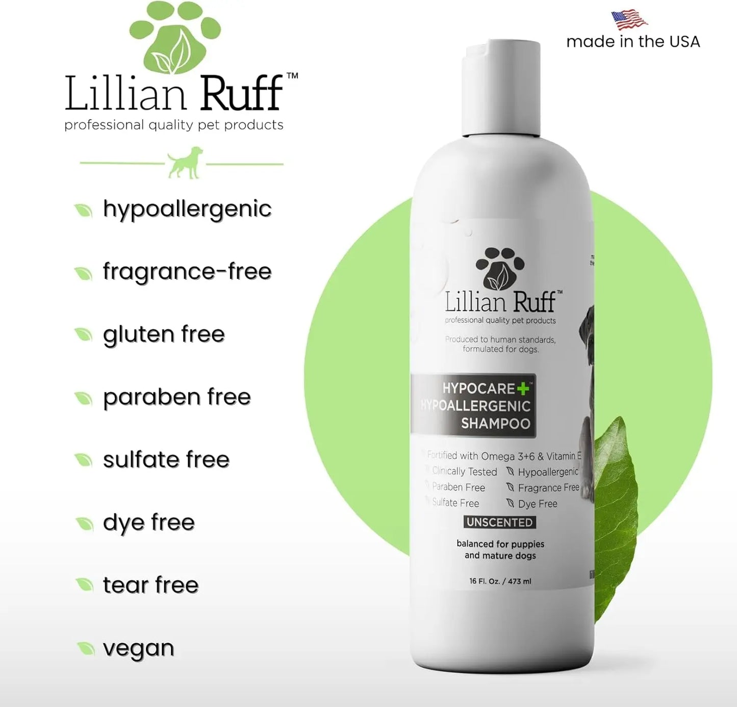 Lillian Ruff HypoCare+ Hypoallergenic Oatmeal Dog Shampoo & Conditioner Set