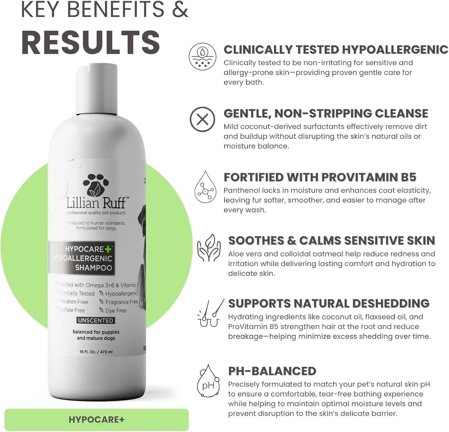 Lillian Ruff HypoCare+ Hypoallergenic Oatmeal Dog Shampoo & Conditioner Set