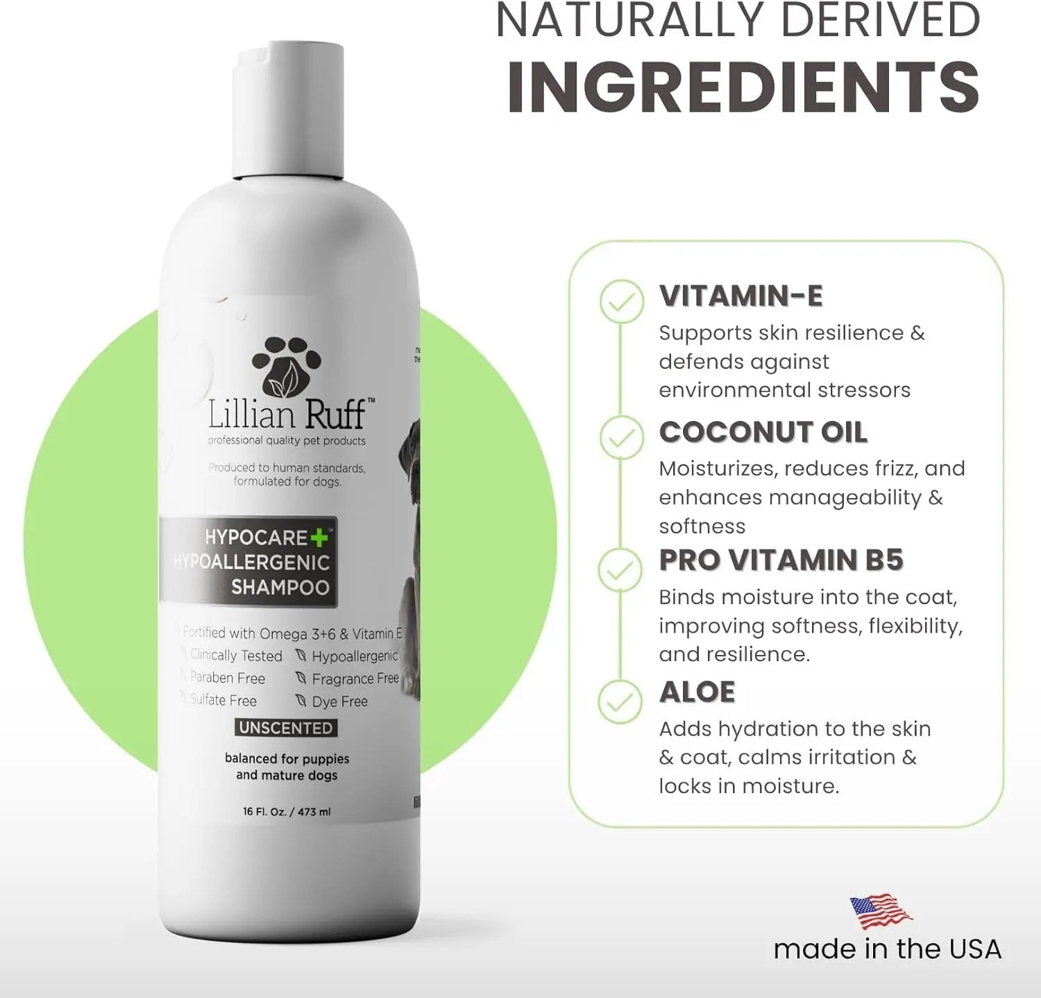 Lillian Ruff HypoCare+ Hypoallergenic Oatmeal Dog Shampoo & Conditioner Set