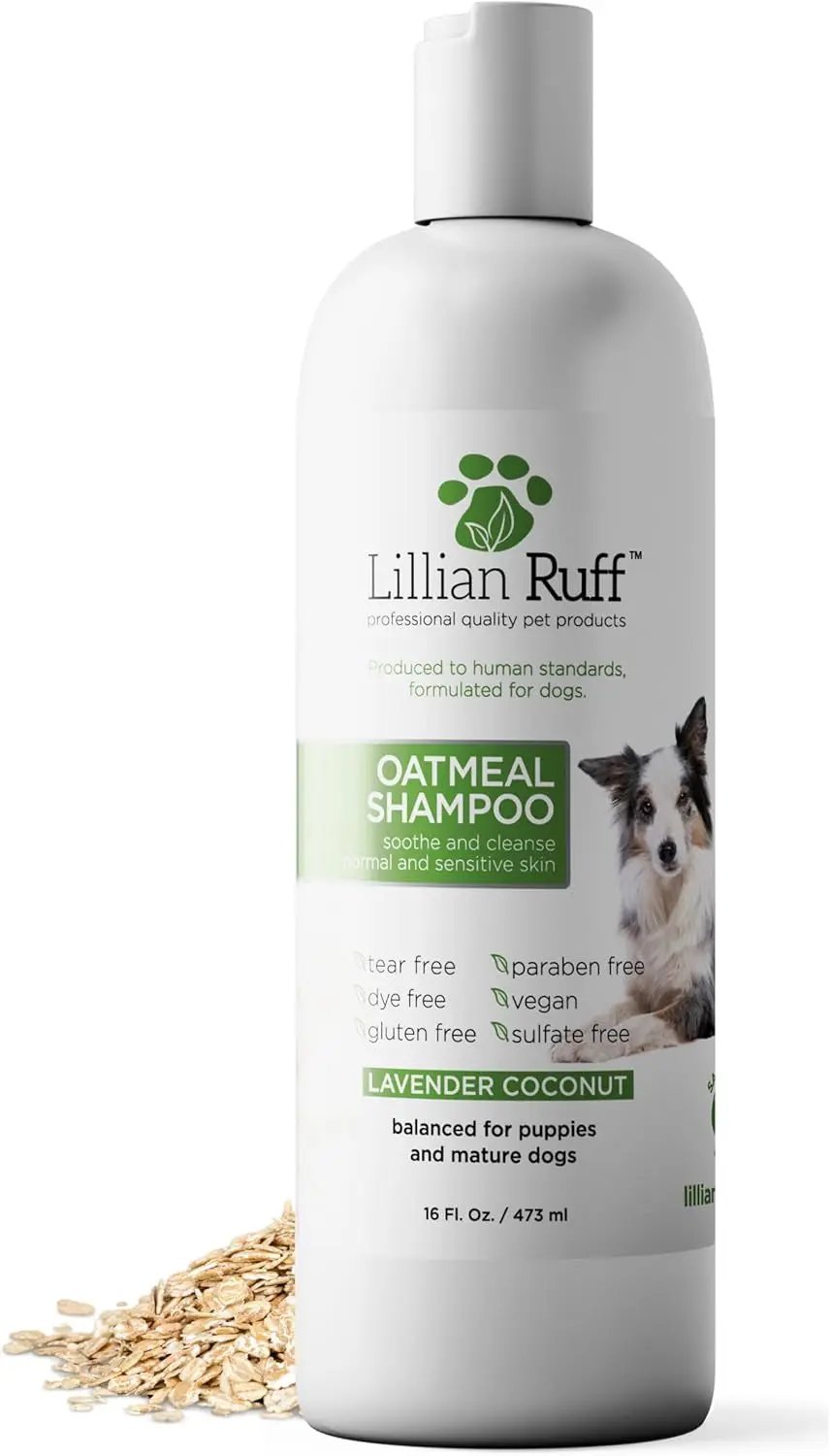 Lillian Ruff HypoCare+ Hypoallergenic Oatmeal Dog Shampoo & Conditioner Set Oatmeal Shampoo 16Oz