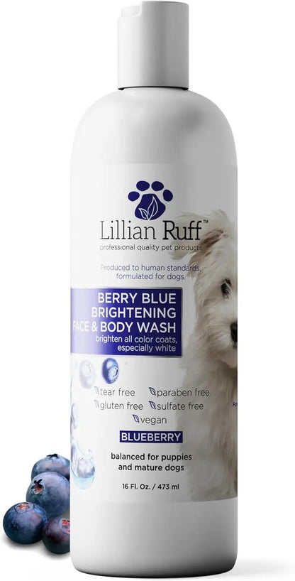 Lillian Ruff Professional Berry Blue Brightening Dog Shampoo & Conditioner Set Berry Blue Shampoo 16Oz