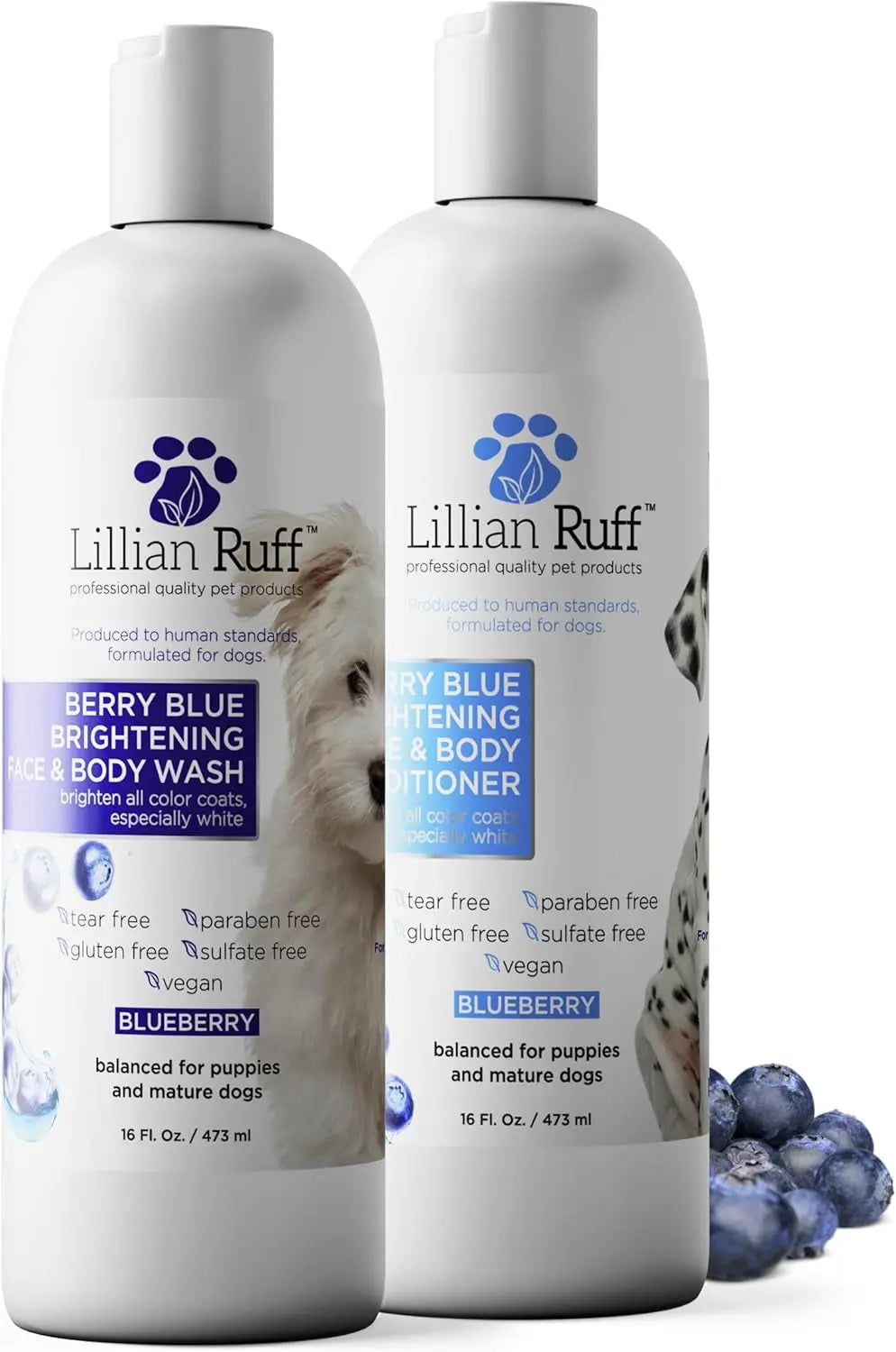 Lillian Ruff Professional Berry Blue Brightening Dog Shampoo & Conditioner Set Berry Blue Shampoo Conditioner Set