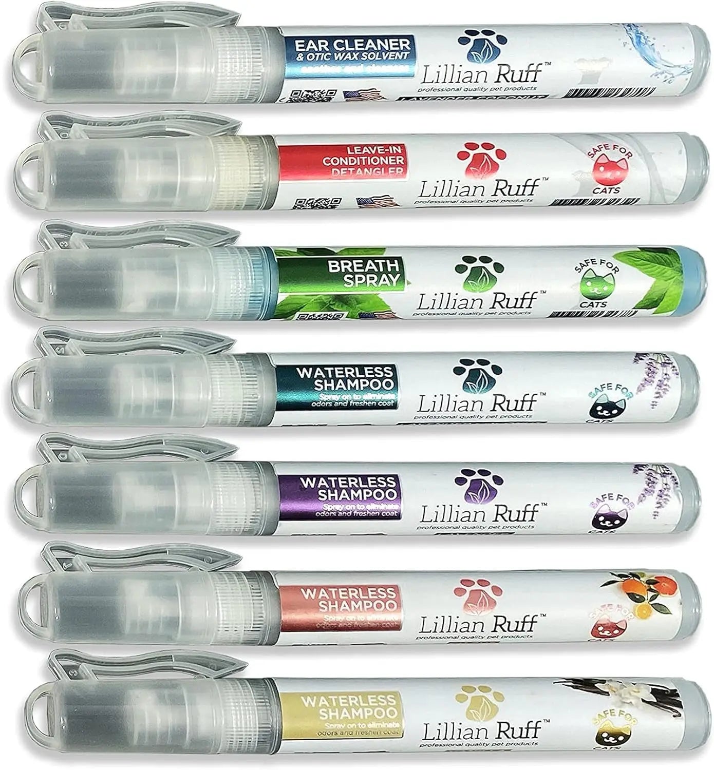 Lillian Ruff TSA Dog Travel Grooming Kit Waterless Shampoo Breath Ear Care Set