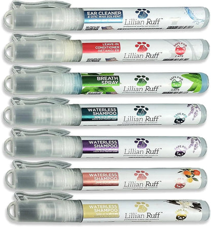 Lillian Ruff TSA Dog Travel Grooming Kit Waterless Shampoo Breath Ear Care Set
