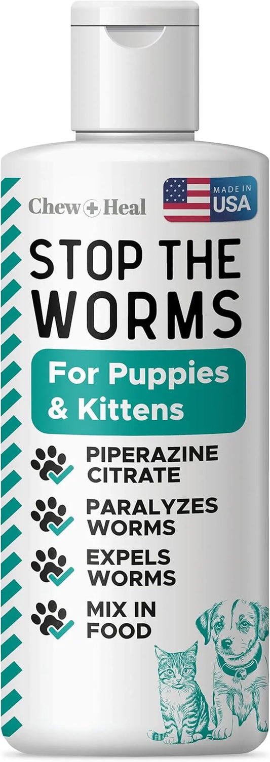 Liquid Dog & Cat Dewormer 12oz, Roundworm Support for Puppies & Kittens 12 Oz