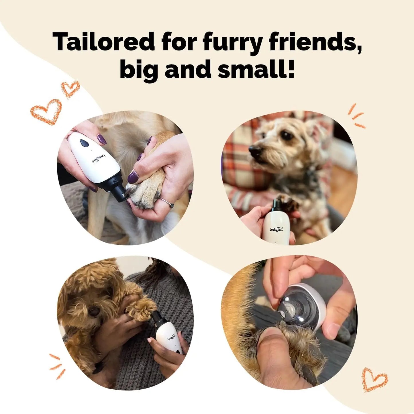 Luckytail Pet Nail Grinder Quiet USB Rechargeable 2 LED 2 Speeds