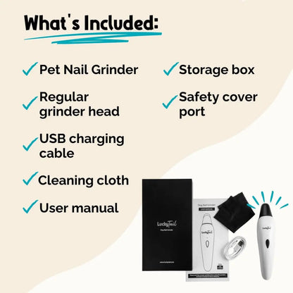 Luckytail Pet Nail Grinder Quiet USB Rechargeable 2 LED 2 Speeds