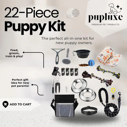 Luxe 22-Piece Puppy Starter Kit–Training & Care Essentials for New Dog Owners