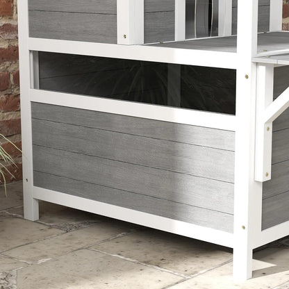 Luxury 2-Story Outdoor Cat House with Balcony – Weatherproof Wooden Shelter