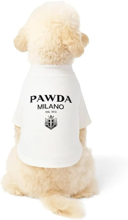 Luxury Designer Dog T-Shirt for Small Dogs | Chic Pet Apparel Pawdawhite Xlarge