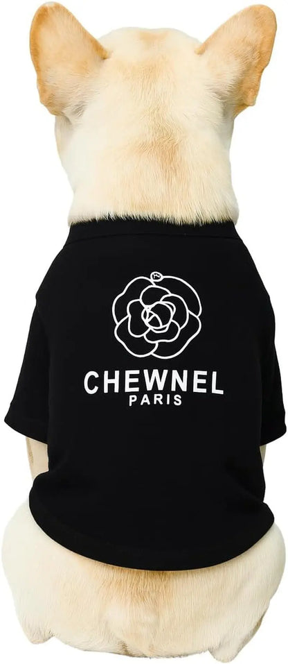 Luxury Designer Dog T-Shirt for Small Dogs | Chic Pet Apparel Chewnelblack