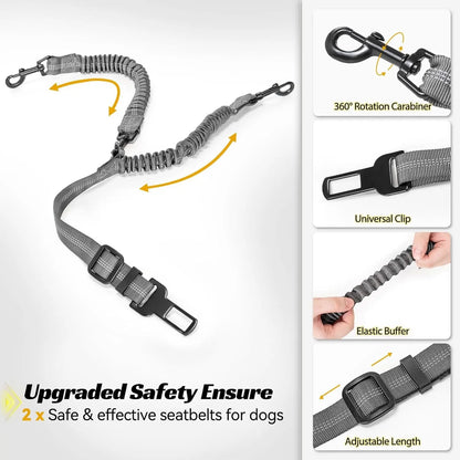 Luxury Dog Booster Car Seat Waterproof PU Leather Safe Buckles Dual Leash