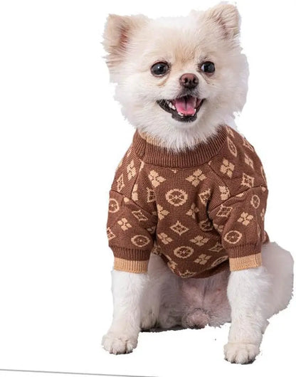 Luxury Knit Dog Sweater for Small Dogs | Warm Designer Pet Outfit (XS–5X)