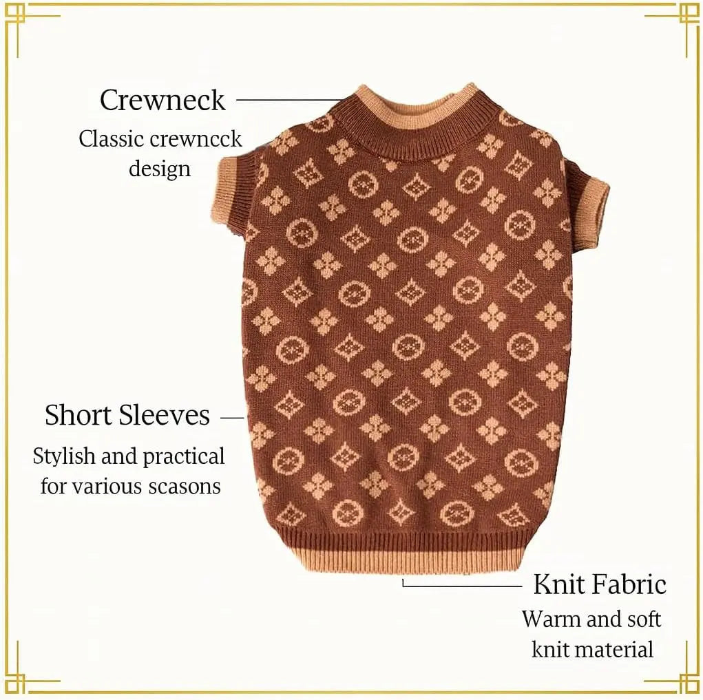 Luxury Knit Dog Sweater for Small Dogs | Warm Designer Pet Outfit (XS–5X)