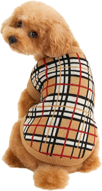 Luxury Knit Dog Sweater for Small Dogs | Warm Designer Pet Outfit (XS–5X) Furberryplaid