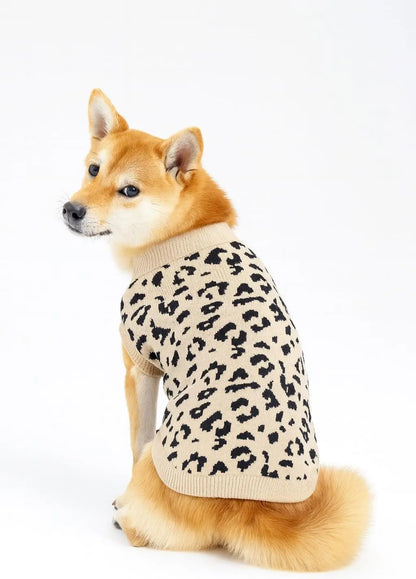 Luxury Knit Dog Sweater for Small Dogs | Warm Designer Pet Outfit (XS–5X) Leopard