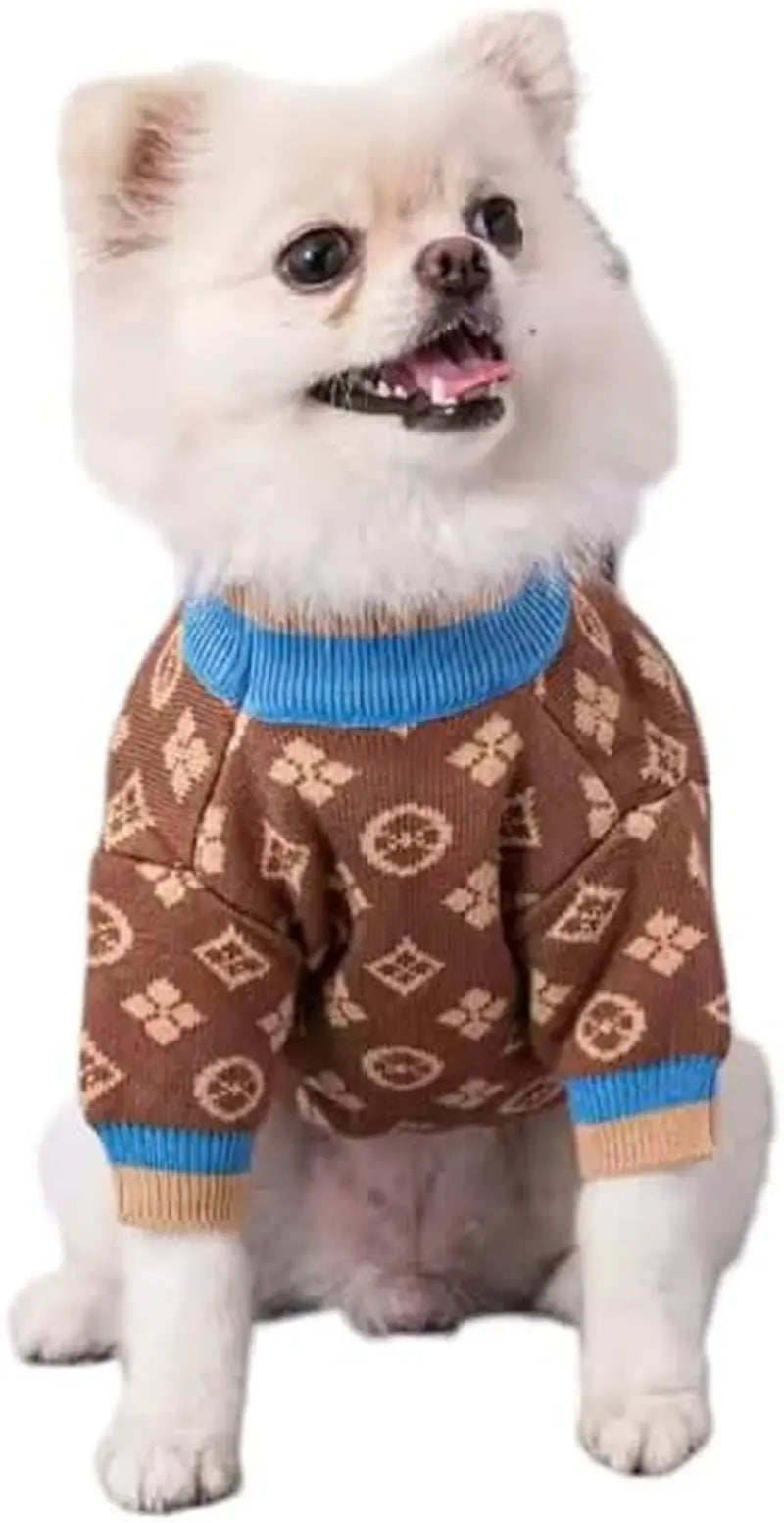 Luxury Knit Dog Sweater for Small Dogs | Warm Designer Pet Outfit (XS–5X) Bluechewypawtton