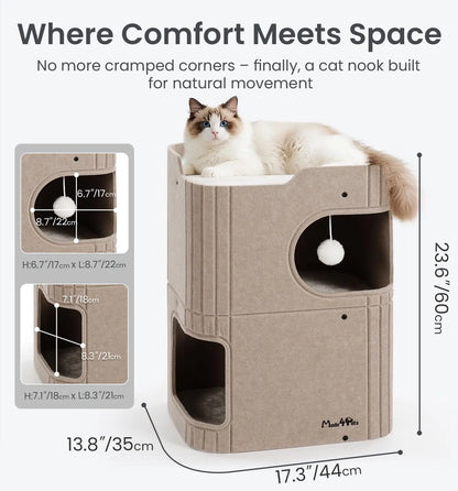 Made4Pets 2-Story Indoor Cat House Cube Bed Tunnel Condo