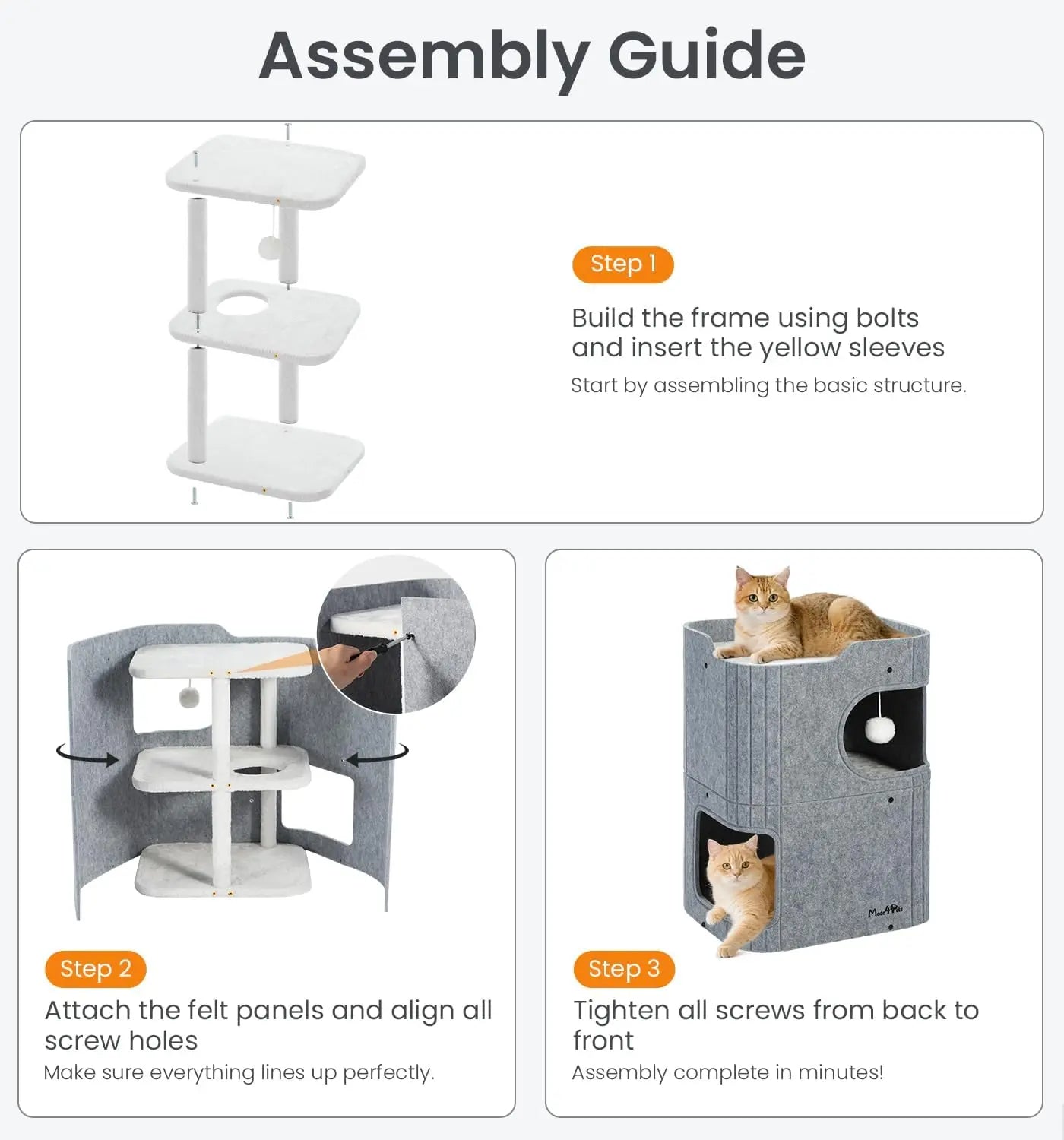 Made4Pets 2-Story Indoor Cat House Cube Bed Tunnel Condo