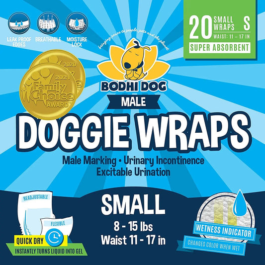 Male Dog Diapers 20 Pack – Disposable Belly Bands, Leak Proof, Absorbent Small