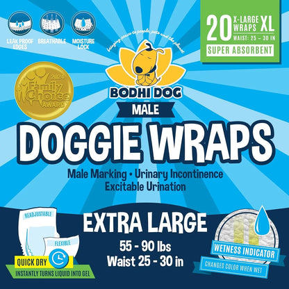 Male Dog Diapers 20 Pack – Disposable Belly Bands, Leak Proof, Absorbent Extra Large