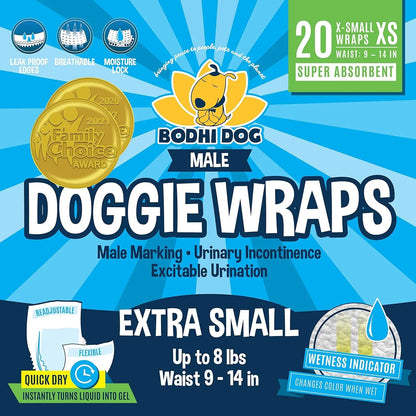 Male Dog Diapers 20 Pack – Disposable Belly Bands, Leak Proof, Absorbent Extra Small