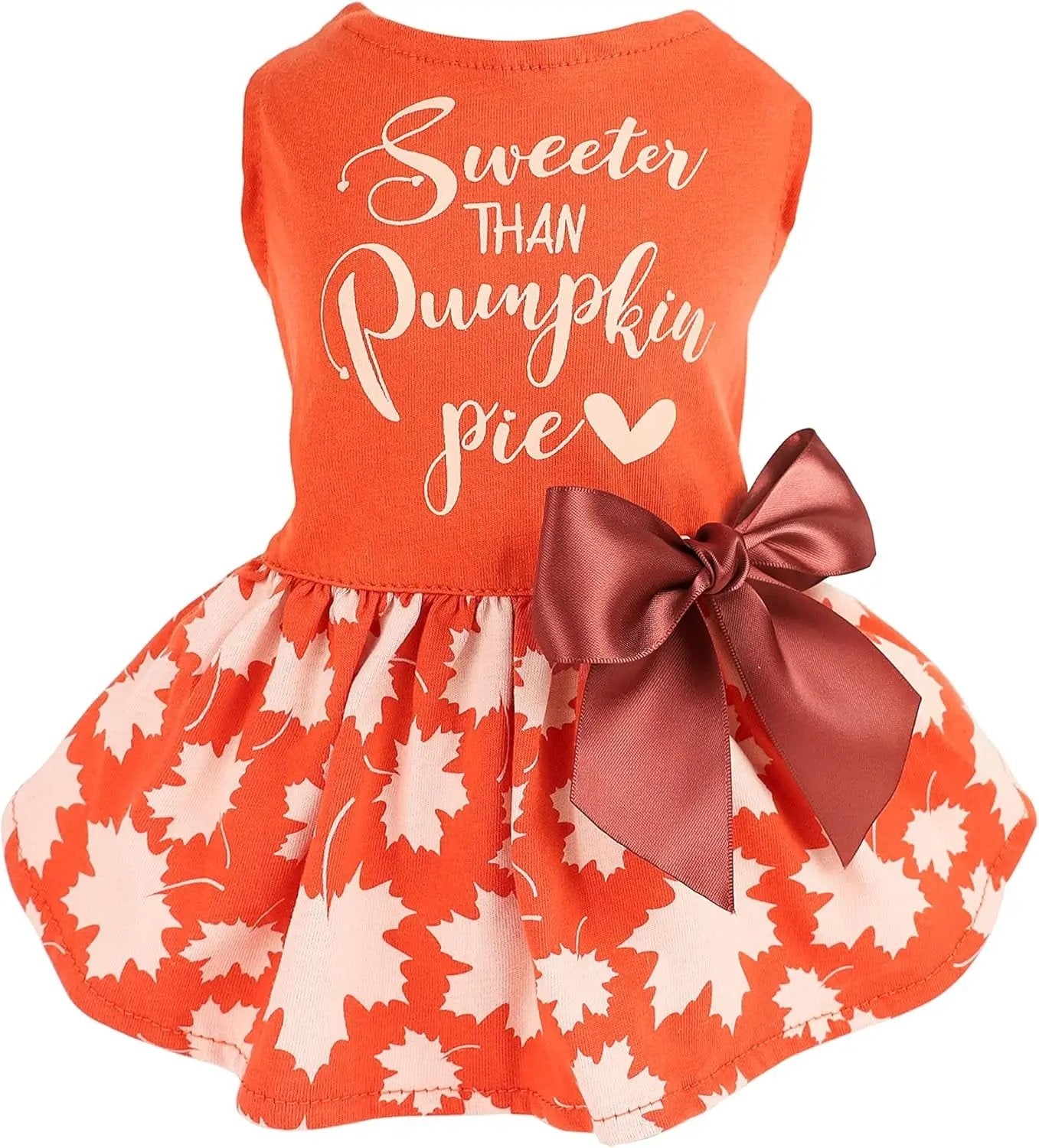 Merry Woofmas Cotton Dog Dress, Holiday Outfit with Bow, Cat & Small Dog Apparel Sweeter Than Pumpkin Pie