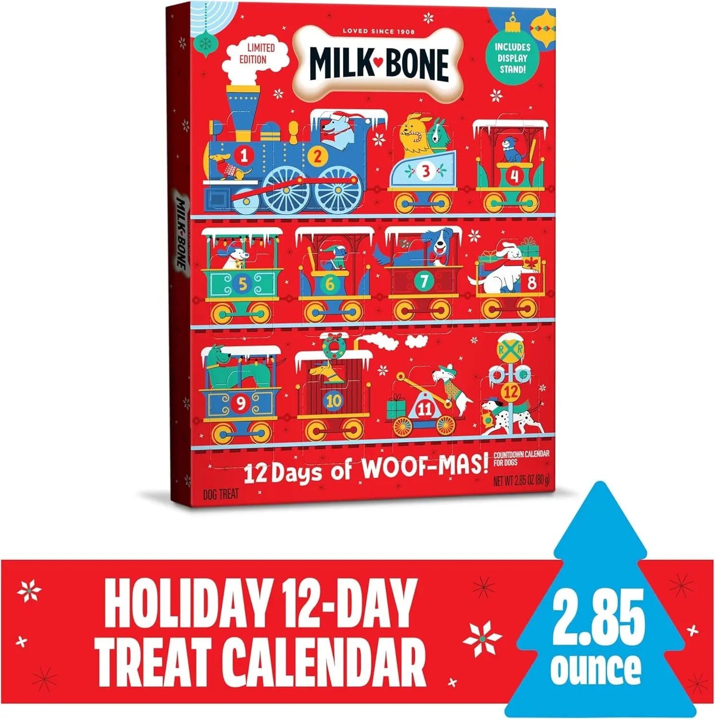 Milk-Bone 12 Days of Woofmas Advent Calendar – Holiday Dog Treat Gift Box 2.85oz